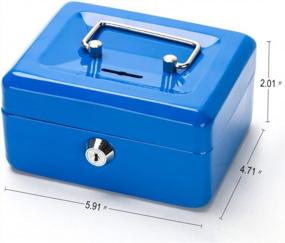img 1 attached to Decaller Blue Cash Box With Slot, Money Tray & Key Lock For Kids - 6 1/5" X 5" X 3", QH1507XS