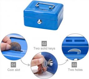 img 2 attached to Decaller Blue Cash Box With Slot, Money Tray & Key Lock For Kids - 6 1/5" X 5" X 3", QH1507XS