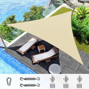 img 4 attached to 12' X 12' X 12' Beige Sun Shade Sail Canopy With Commercial Grade Hardware Kits - For Patio, Garden, Outdoor Facility And Activities By Windscreen4Less.