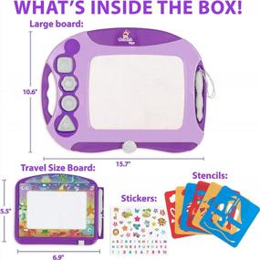 img 3 attached to Chuchik Magnetic Drawing Board For Kids And Toddlers, 15.7 Inch Doodle Writing Pad With 4-Color Travel Size Sketch Board For 3 To 5 Year Old Girls (Purple)
