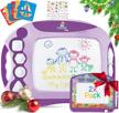 chuchik magnetic drawing board for kids and toddlers, 15.7 inch doodle writing pad with 4-color travel size sketch board for 3 to 5 year old girls (purple) logo