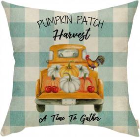 img 3 attached to Fahrendom Fall Farmhouse Pumpkin Truck Pillow Cover - Perfect For Harvest Gatherings And Thanksgiving Décor!