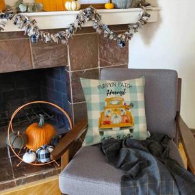 img 2 attached to Fahrendom Fall Farmhouse Pumpkin Truck Pillow Cover - Perfect For Harvest Gatherings And Thanksgiving Décor!