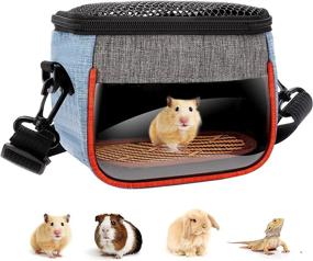 img 4 attached to Small Animal Travel Sling - Cute Hamster Carrier Bag for Rats, Gerbils, Sugar Gliders, Geckos, Baby Hedgehogs - Transport Pouch with Breathable Mesh Top, Back Pocket, and Shoulder Straps (Medium Size)