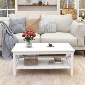 img 1 attached to Modern Chic And Functional White Coffee Table With Storage Shelf For Your Living Room