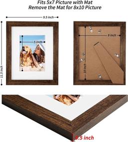 img 3 attached to Set Of 6, Rustic Dark Brown Wooden Picture Frames - 8X10 Photo Frames With Mats For 5X7 Pictures, Wall Collage Mount Or Tabletop Display - Perfect For Home Decor And Gift Giving