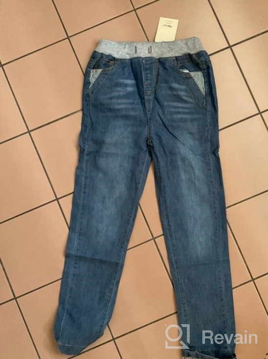 img 1 attached to Offering Comfort and Style: Elastic Mid Waist Washed Straight Denim Jeans for Toddler Boys review by Anthony Parker