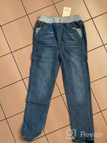 img 4 attached to Offering Comfort and Style: Elastic Mid Waist Washed Straight Denim Jeans for Toddler Boys