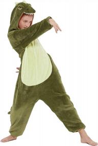 img 3 attached to Roar Into Fun With CALANTA Kids Dinosaur Onesie Costume For Boys And Girls - Perfect For Cosplay, Halloween, Christmas And Pajama Parties