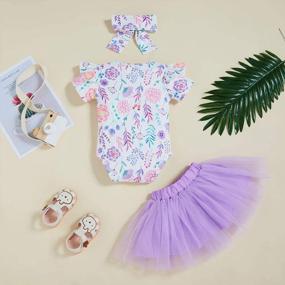 img 2 attached to Celebrate Your Newborn Girl'S First Birthday In Style With This 3-Piece Floral Romper And Tutu Skirt Outfit Set
