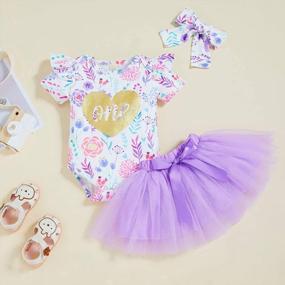 img 3 attached to Celebrate Your Newborn Girl'S First Birthday In Style With This 3-Piece Floral Romper And Tutu Skirt Outfit Set