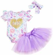 celebrate your newborn girl's first birthday in style with this 3-piece floral romper and tutu skirt outfit set logo