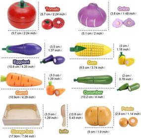 img 3 attached to Wooden Play Food For Kids Kitchen - Pretend Toy Fruits And Vegetables Set With Cutting Feature - Educational Toys For Toddlers - Ideal Gift For Boys And Girls By Airlab