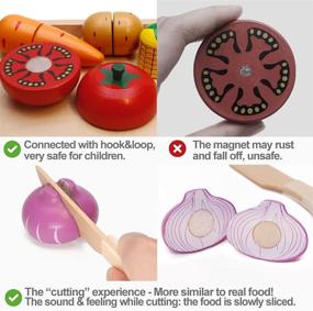 img 1 attached to Wooden Play Food For Kids Kitchen - Pretend Toy Fruits And Vegetables Set With Cutting Feature - Educational Toys For Toddlers - Ideal Gift For Boys And Girls By Airlab