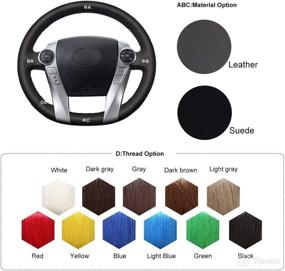 img 1 attached to 🚗 MEWANT Handsewing Artificial Leather Car Steering Wheel Covers for Prius 2009-2015 Aqua 2014 2015 - Customized and High-Quality