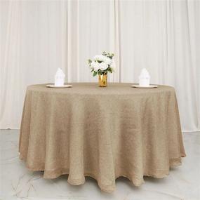 img 1 attached to 120-Inch Natural Jute Faux Burlap Round Tablecloth For Boho Chic Tables
