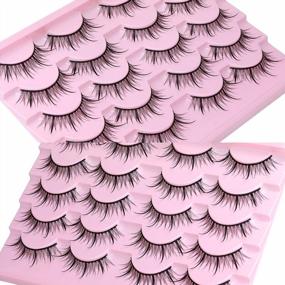 img 1 attached to Lanflower Manga-Inspired False Lashes, Set Of 10 Pairs: Spiky, Wispy, And Natural-Looking Anime Eyelashes Perfect For Japanese Cosplay And Korean-Inspired Makeup Looks