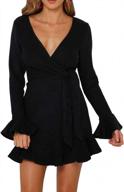 👗 r.vivimos women's winter v neck ruffles sweater dresses with long sleeves - mini dress option логотип