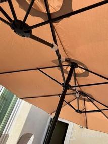 img 5 attached to PHI VILLA 15-футовые большие зонтики для патио с основанием в комплекте, открытый двухсторонний прямоугольный зонт для рынка с кривошипной ручкой, для сада с лужайкой у бассейна, синий