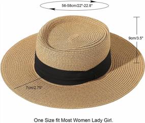 img 3 attached to Summer Beach Sun Hat For Women - Lanzom Wide Brim Straw Panama Boater Hat With UPF50+ Protection
