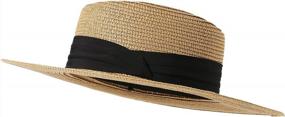 img 1 attached to Summer Beach Sun Hat For Women - Lanzom Wide Brim Straw Panama Boater Hat With UPF50+ Protection