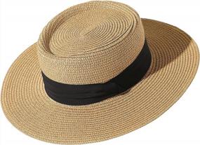 img 2 attached to Summer Beach Sun Hat For Women - Lanzom Wide Brim Straw Panama Boater Hat With UPF50+ Protection
