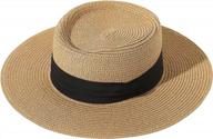 summer beach sun hat for women - lanzom wide brim straw panama boater hat with upf50+ protection logo