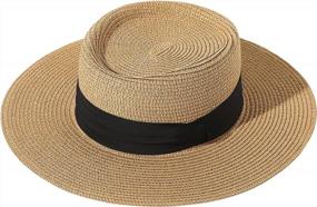 img 4 attached to Summer Beach Sun Hat For Women - Lanzom Wide Brim Straw Panama Boater Hat With UPF50+ Protection