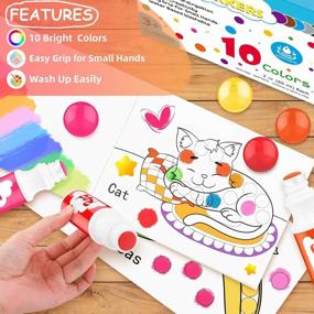 img 1 attached to Non-Toxic Water-Based Paint Dauber Washable Dot Markers Set For Toddlers Kids Preschool - 10 Colors 2 Oz With 48 Pages Tearable Activity Book Arts And Crafts Kits Supplies.