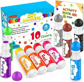 img 4 attached to Non-Toxic Water-Based Paint Dauber Washable Dot Markers Set For Toddlers Kids Preschool - 10 Colors 2 Oz With 48 Pages Tearable Activity Book Arts And Crafts Kits Supplies.
