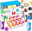 non-toxic water-based paint dauber washable dot markers set for toddlers kids preschool - 10 colors 2 oz with 48 pages tearable activity book arts and crafts kits supplies. logo