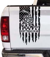 🐍 greenyef graphics don't tread on me gadsden flag truck tailgate vinyl decal - distressed american usa us flag pickup truck rattlesnake decal (11" x 20", black) логотип