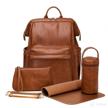 lcy leather backpack diaper set brown logo