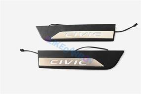 img 1 attached to 🚗 OLIKE Fashion Style Car Door Sill Scuff Plate Guard for Honda Civic 2016-2019 10TH New Sedan Hatchback with Red LED – Enhancing Protection and Style