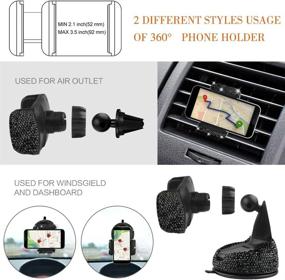 img 1 attached to 💎 Diamond Bling Steering Wheel Cover & 11 Glam Car Accessories for Women - Universal Fit 15 Inch, 2 Sparkling Rhinestone License Plate Frames, Crystal Car Seat Hooks for Purses Handbags - Alluring Black