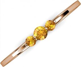 img 4 attached to 14K Gold Three-Stone Engagement Ring With Round Citrine Totaling 1/4 CTW For Women