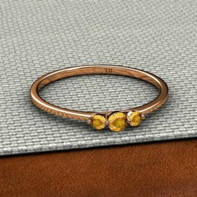 img 3 attached to 14K Gold Three-Stone Engagement Ring With Round Citrine Totaling 1/4 CTW For Women