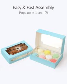 img 3 attached to 24 Pack Yotruth Baby Blue Treat Boxes: Perfect For Gift Giving, Cookie Containers & Tins, Pastry Candy Party Favors With Clear Window
