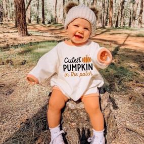 img 3 attached to Halloween Newborn Onesie Outfit - Wickedly Cute Pumpkin Print Sweatshirt Top For Baby Boy Or Girl - Oversized Romper Bodysuit Clothes