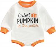 halloween newborn onesie outfit - wickedly cute pumpkin print sweatshirt top for baby boy or girl - oversized romper bodysuit clothes logo