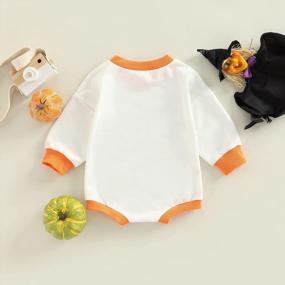 img 1 attached to Halloween Newborn Onesie Outfit - Wickedly Cute Pumpkin Print Sweatshirt Top For Baby Boy Or Girl - Oversized Romper Bodysuit Clothes