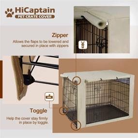 img 2 attached to 🐶 HiCaptain Polyester Dog Crate Cover - Premium Windproof Kennel Protection for Wire Crate - Indoor & Outdoor Shielding - 36-inch size, Light Tan