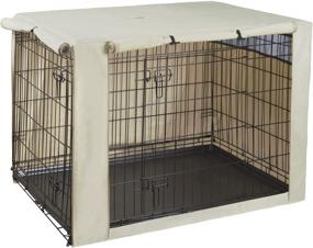 img 4 attached to 🐶 HiCaptain Polyester Dog Crate Cover - Premium Windproof Kennel Protection for Wire Crate - Indoor & Outdoor Shielding - 36-inch size, Light Tan