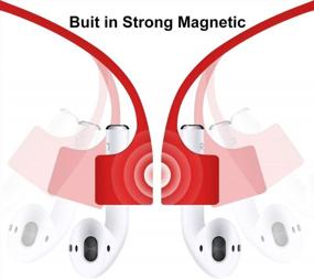 img 2 attached to [2 Pack] Beeyoka Magnetic Strap For Airpods Silicone Anti-Lost Strap With Strong Magnetic Adsorption Connector Sports Neck Around Cord Strap For Airpods 2/1 (Red)