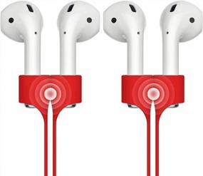 img 4 attached to [2 Pack] Beeyoka Magnetic Strap For Airpods Silicone Anti-Lost Strap With Strong Magnetic Adsorption Connector Sports Neck Around Cord Strap For Airpods 2/1 (Red)