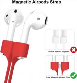 img 3 attached to [2 Pack] Beeyoka Magnetic Strap For Airpods Silicone Anti-Lost Strap With Strong Magnetic Adsorption Connector Sports Neck Around Cord Strap For Airpods 2/1 (Red)