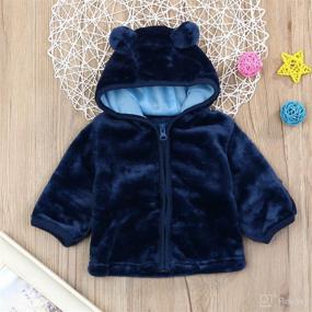 img 3 attached to Newborn Baby Boys and Girls Fleece Hooded Zipper Up Jacket Coat with Ears Hat - Warm Outwear Overcoat for Fall Winter