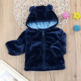 img 2 attached to Newborn Baby Boys and Girls Fleece Hooded Zipper Up Jacket Coat with Ears Hat - Warm Outwear Overcoat for Fall Winter