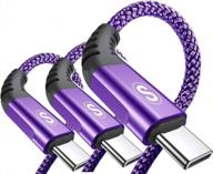 get fast charging with 3-pack usb c cable - 10ft, 6.6ft, 3.3ft lengths, nylon braided - compatible with samsung galaxy, lg, moto, ps5 & more - purple logo