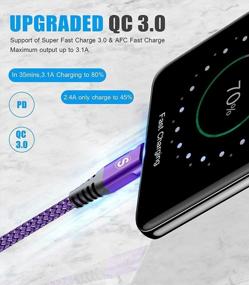 img 3 attached to Получите быструю зарядку с помощью кабеля USB C из 3 упаковок — длина 10 футов, 6,6 фута, 3,3 фута, нейлоновая оплетка — совместим с Samsung Galaxy, LG, Moto, PS5 и другими — фиолетовый